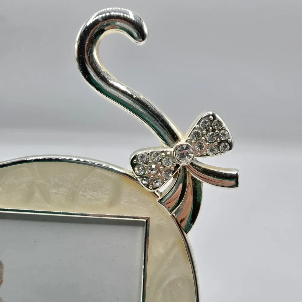 Cat Picture Frame With Rhinestone Bow 5x3.5